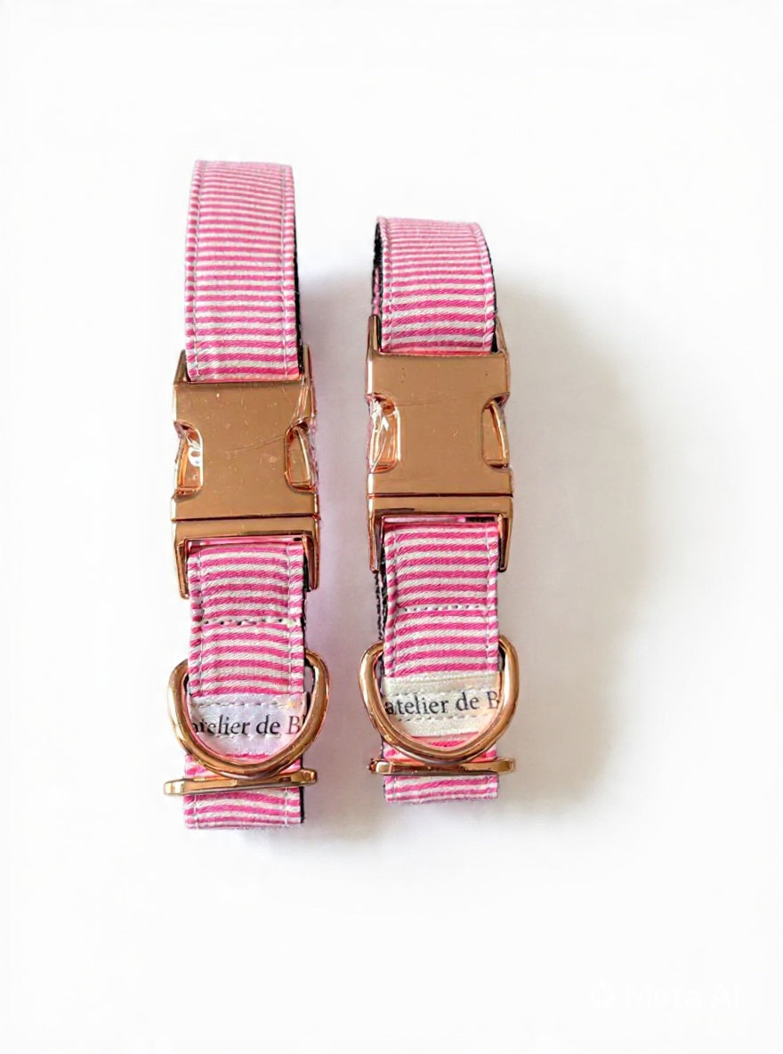 Collier rayures rose