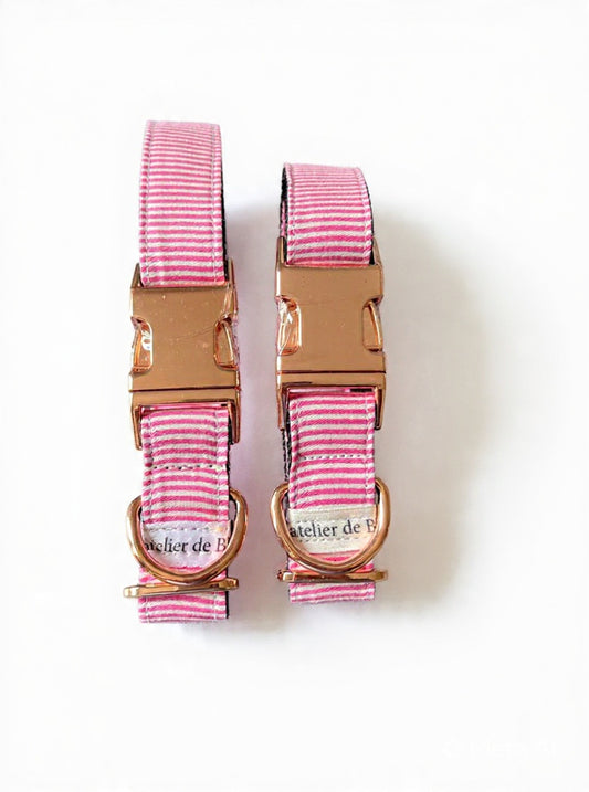 Collier rayures rose